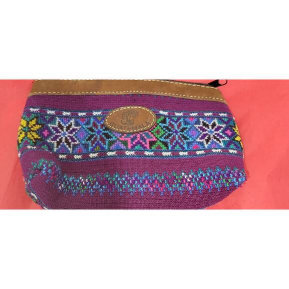 Guatemala Handmade Stitched Bright Colors Star Pattern Zip Top Small Hand Purse - Picture 1 of 6